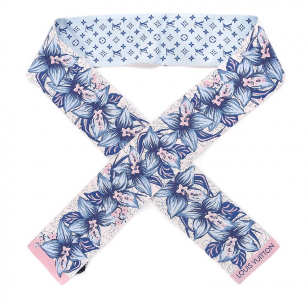 Louis Vuitton Silk Monokinawa Bandeau Blue Rose